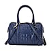 100% Genuine Leather Crocodile Embossed Boston Bag with Detachable Long Strap & Handle Drop - Black