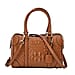 100% Genuine Leather Crocodile Embossed Boston Bag with Detachable Long Strap & Handle Drop - Black
