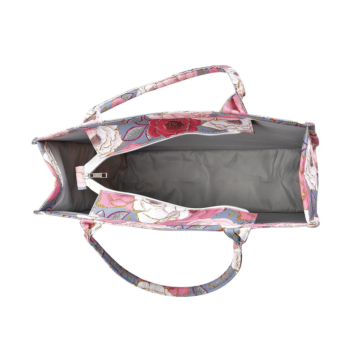 Designer Inspired Closeout - Floral Pattern Tote Bag with Handle Drop - Pink