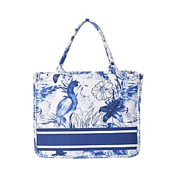 Designer Inspired Closeout - Floral Pattern Tote Bag with Handle Drop - Pink