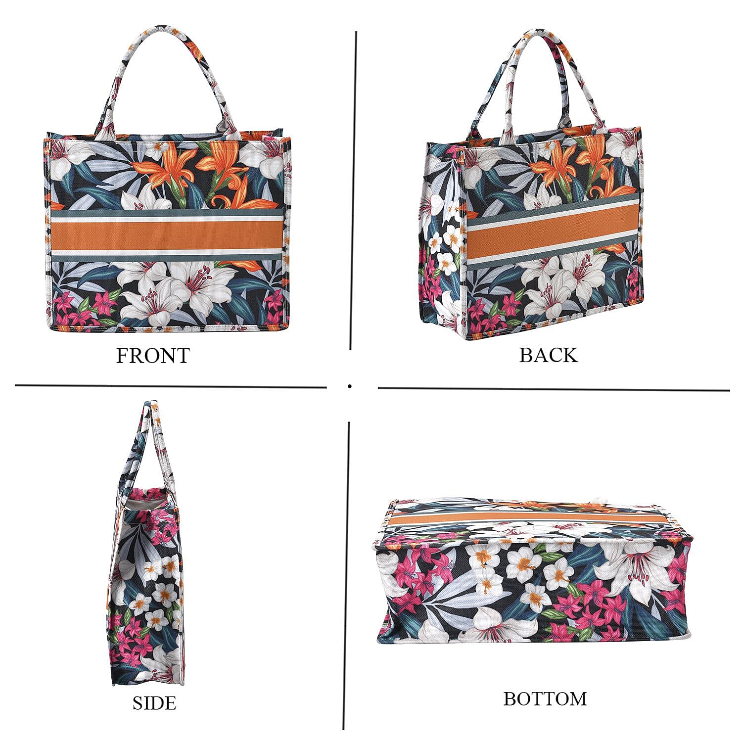 Designer Inspired Floral Pattern Tote Bag