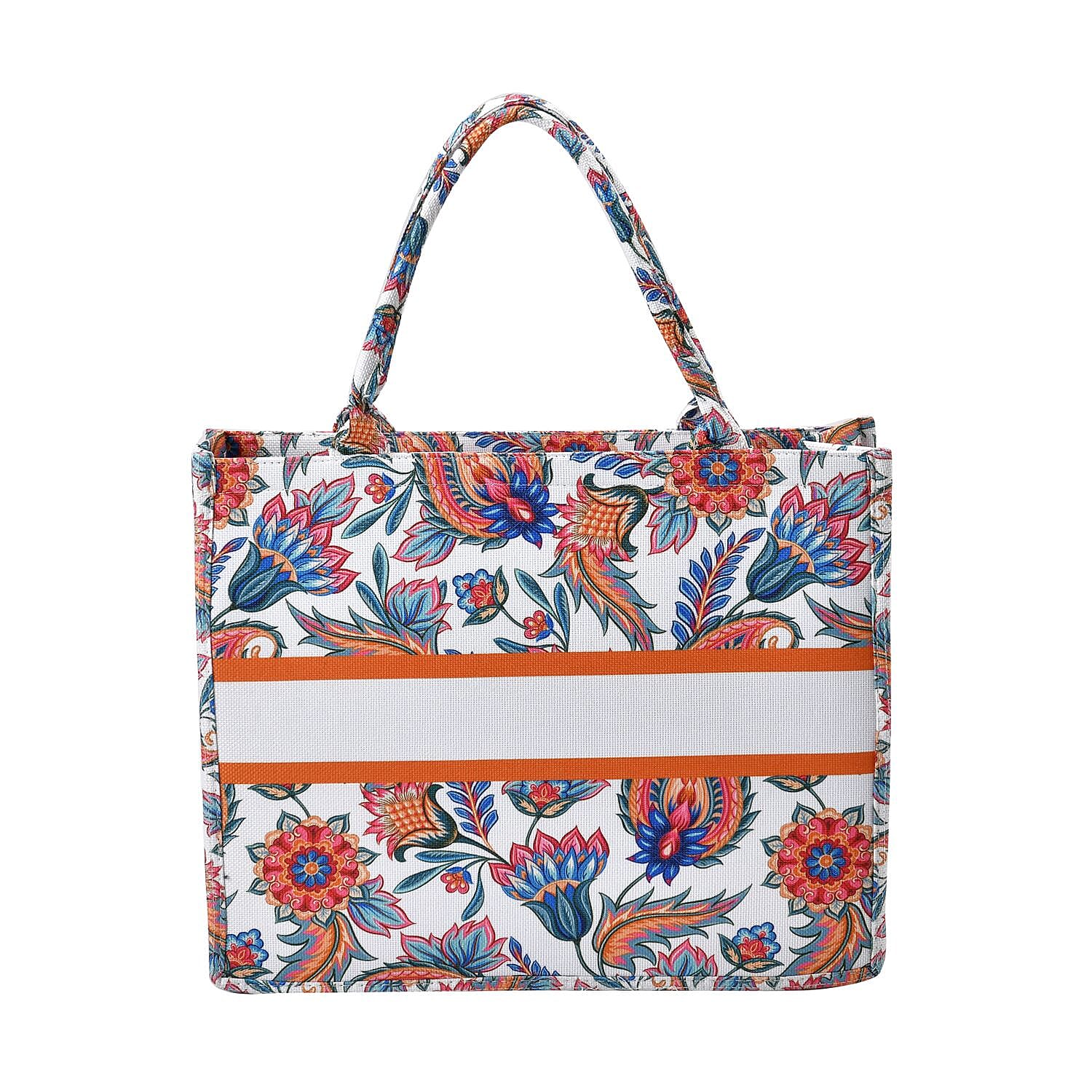 Designer Inspired Closeout - Floral Pattern Tote Bag with Handle Drop -  Multi