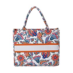 Designer Inspired Closeout - Floral Pattern Tote Bag with Handle Drop - Pink