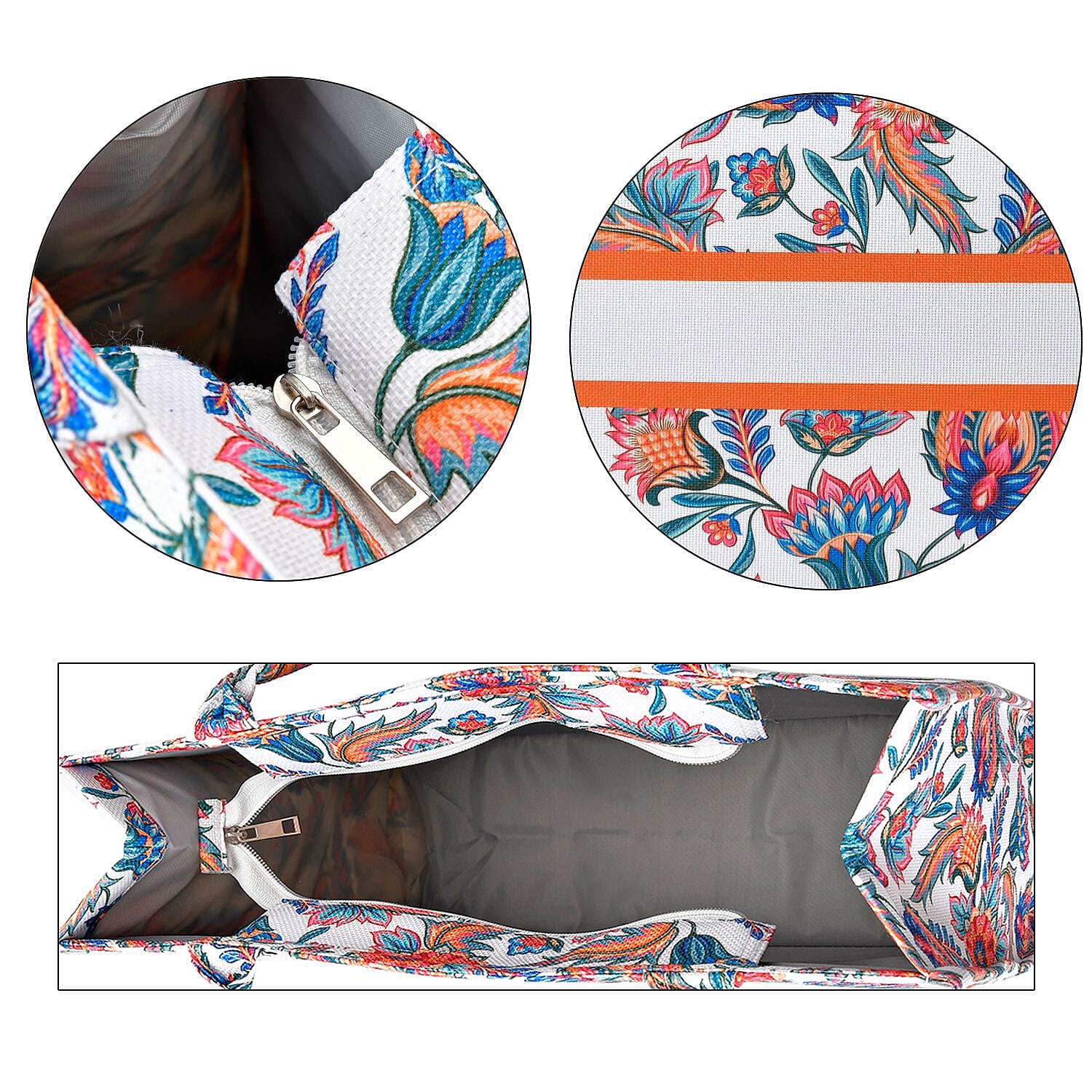 Designer Inspired Closeout - Floral Pattern Tote Bag with Handle Drop -  Multi