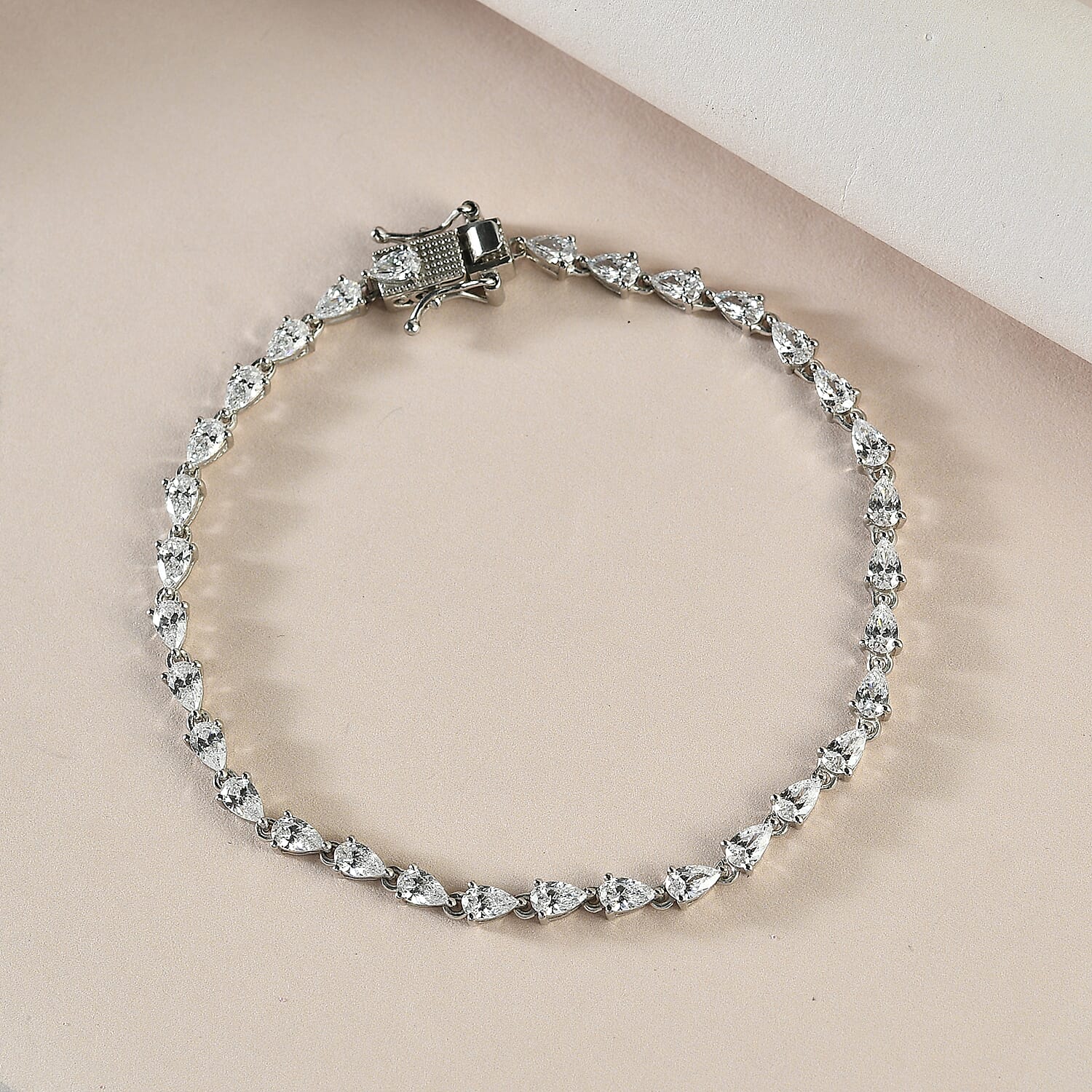 TJC Launch Lustro Stella Finest CZ  Sterling Silver 10.54 Ct. Bracelet Size 7/7.5/8 in Sterling Silver