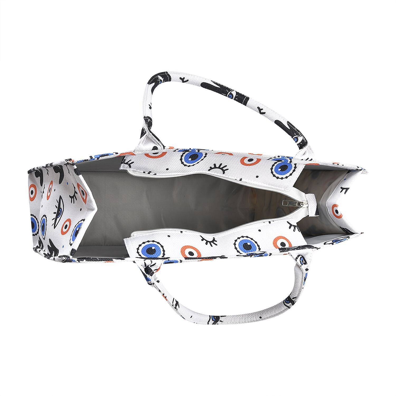 Designer Inspired Closeout - Eye Print Tote Bag with Handle Drop - White & Black