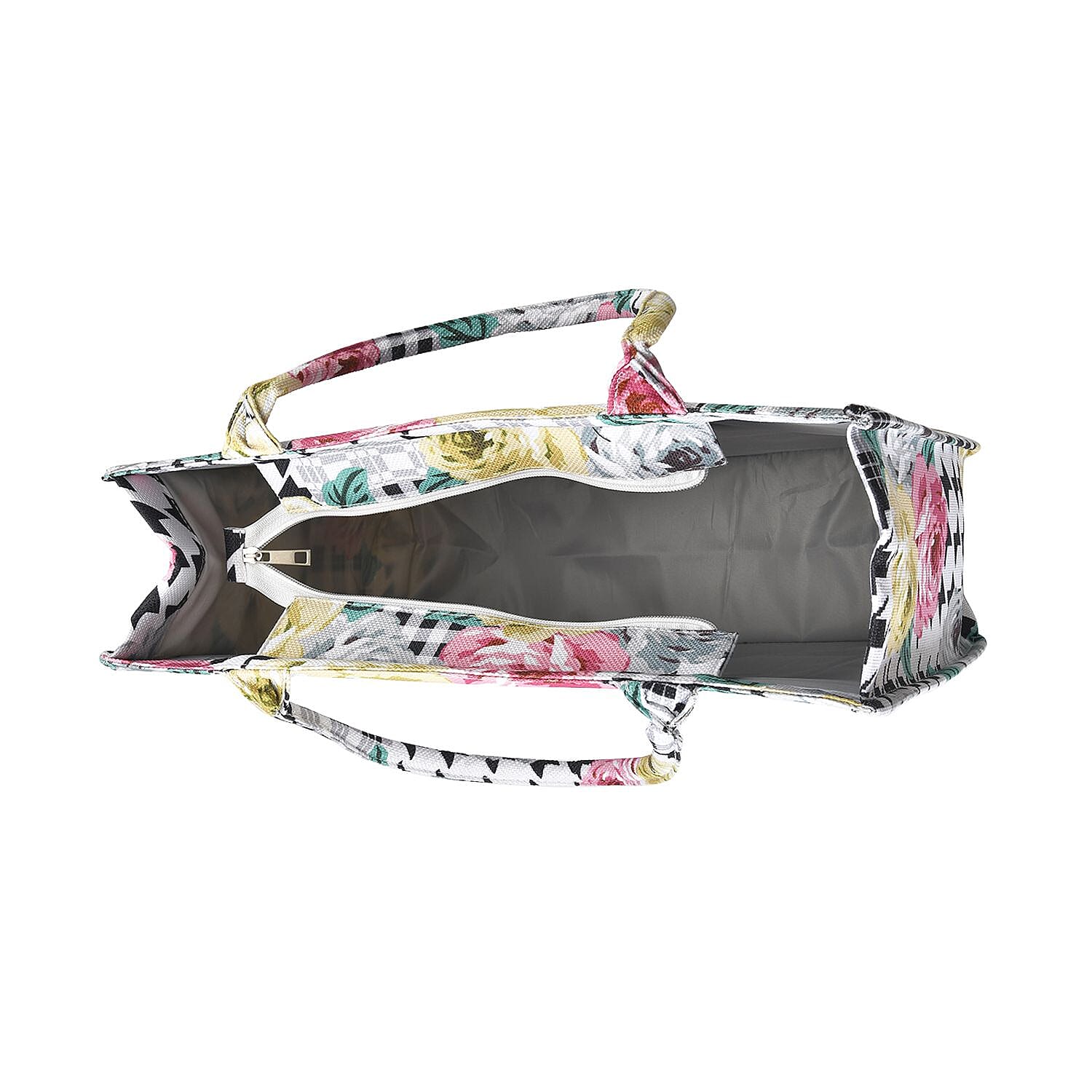 Designer Inspired - Floral Pattern Tote Bag with Handle Drop - Yellow