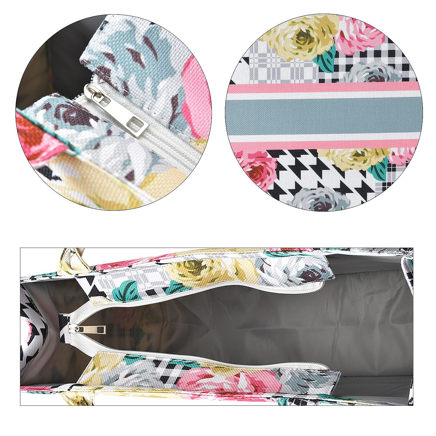 Designer Inspired - Floral Pattern Tote Bag with Handle Drop - Yellow