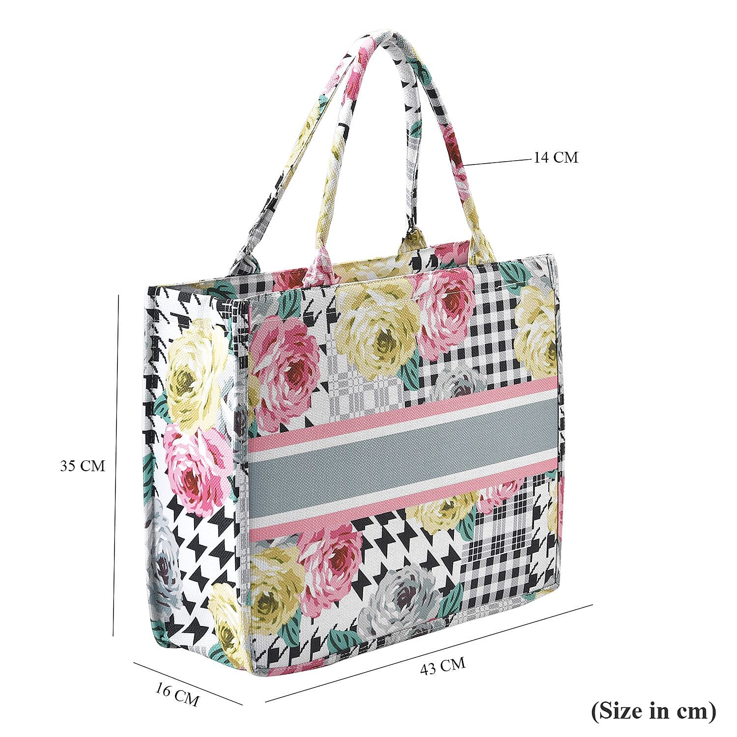 Designer Inspired - Floral Pattern Tote Bag with Handle Drop - Yellow