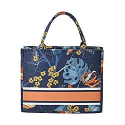 Designer Inspired Closeout - Floral Pattern Tote Bag with Handle Drop - Pink