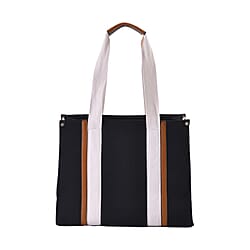 Designer Inspired- Canvas Tote Bag With Zipped Pocket - Handle Drop - Blue
