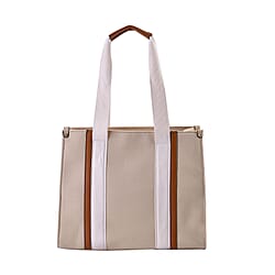 Designer Inspired- Canvas Tote Bag With Zipped Pocket - Handle Drop - Blue