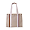 Designer Inspired- Canvas Tote Bag With Zipped Pocket & Handle Drop - Beige