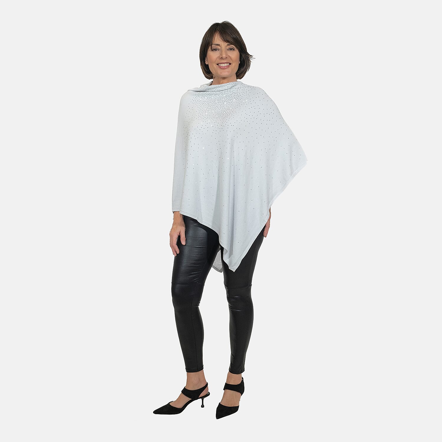 Kris Ana Stud Scatter Poncho (Size 8-18) - Light Grey