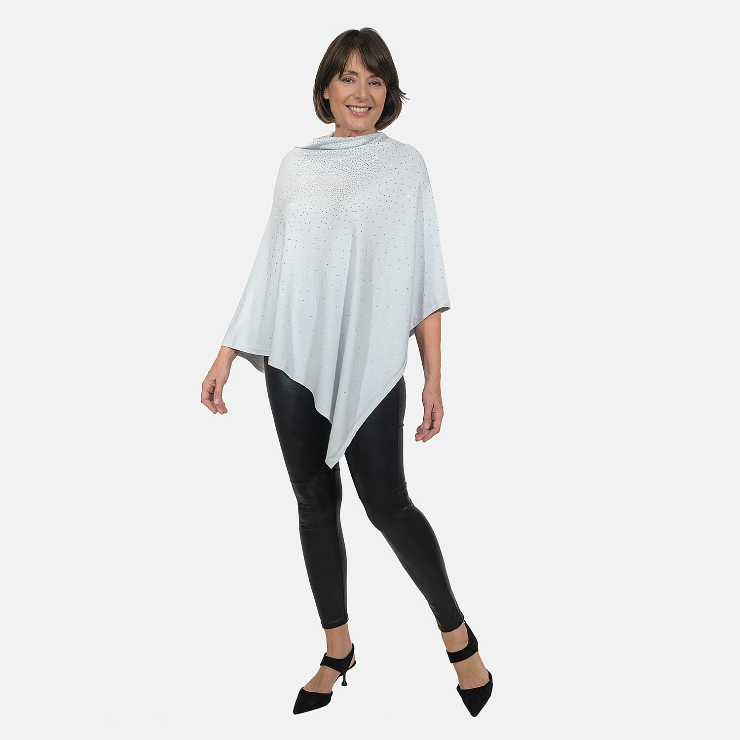 Kris Ana Stud Scatter Poncho (Size 8-18) - Light Grey