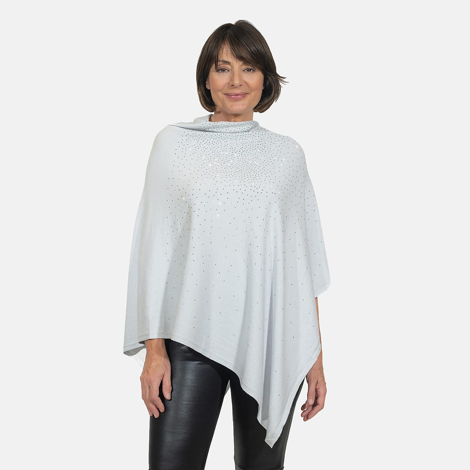 Kris Ana Stud Scatter Poncho (Size 8-18) - Light Grey