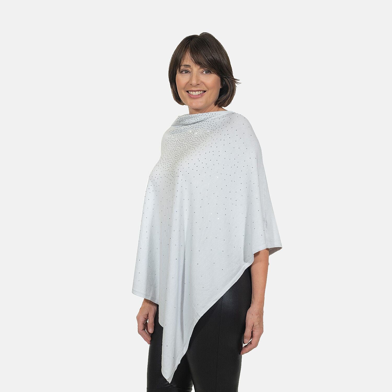Kris Ana Stud Scatter Poncho (Size 8-18) - Light Grey