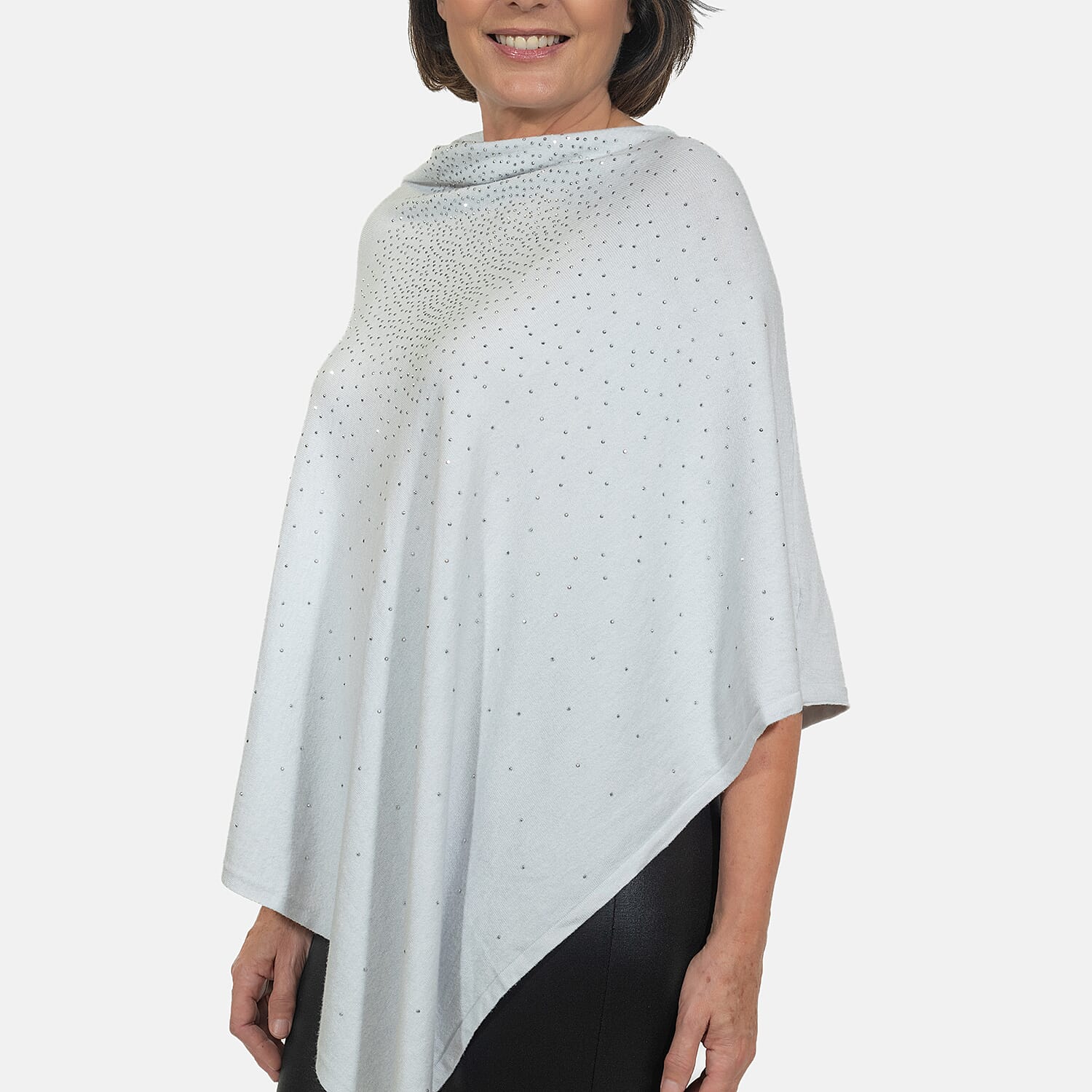 Kris Ana Stud Scatter Poncho (Size 8-18) - Light Grey