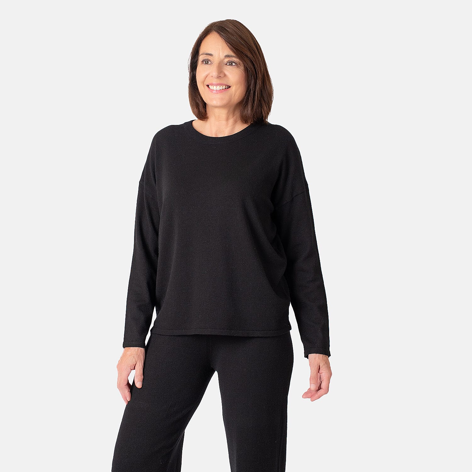 Loungewear Knitted Jumper & Trousers Set (Size 16) - Black