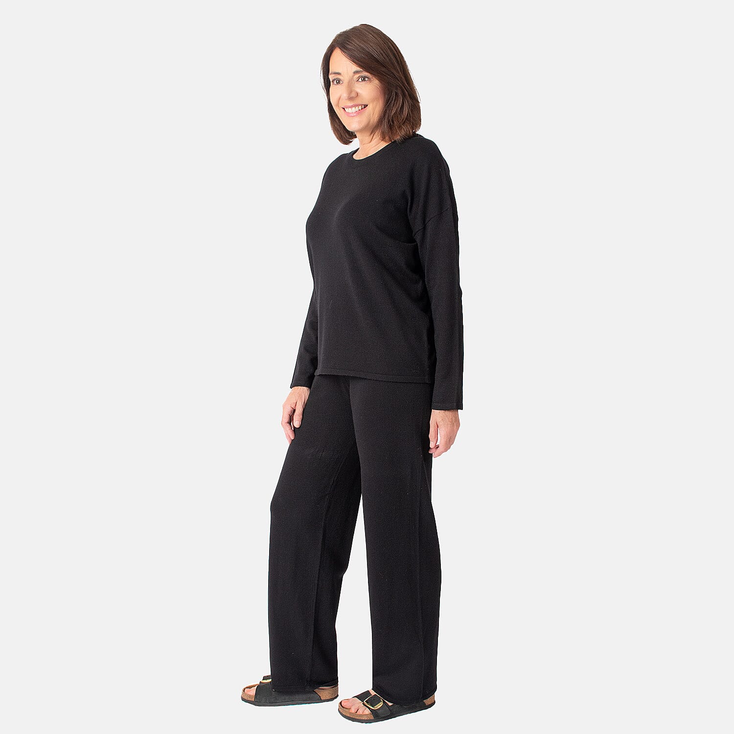 Loungewear Knitted Jumper & Trousers Set (Size 16) - Black