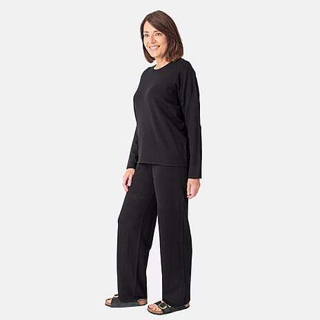 Knitted Jumper & Trousers Set (Size 18) - Black