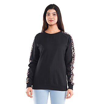 https://tjcuk.sirv.com/Products/73/0/7302855/TAMSY-100-Cotton-Leopard-Printed-Sleeve-Womens-Sweatshirt-Black_7302855.jpg?w=342&h=342