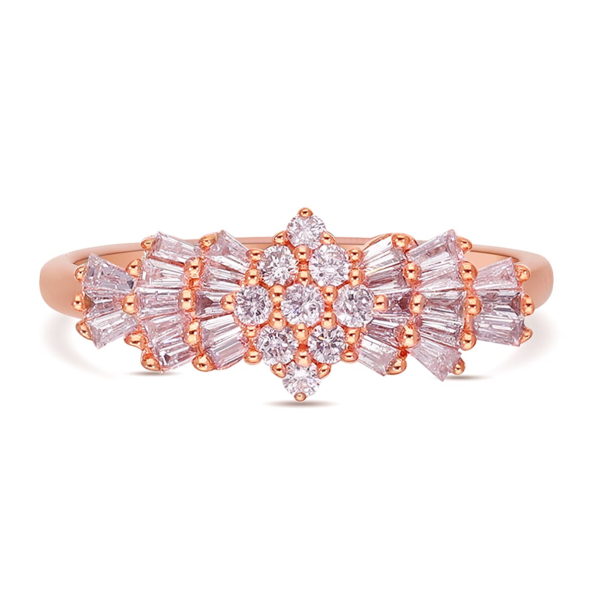 9K Rose Gold SGL Certified Natural Pink Diamond Ballerina Ring 0.50 Ct.