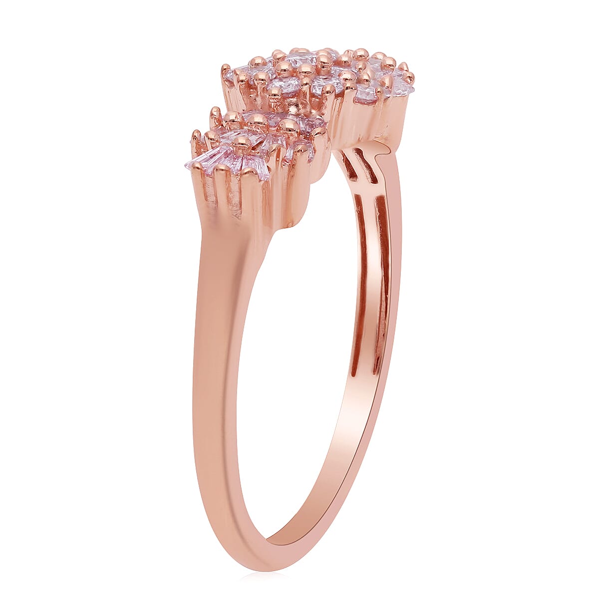 9K Rose Gold SGL Certified Natural Pink Diamond Ballerina Ring 0.50 Ct.
