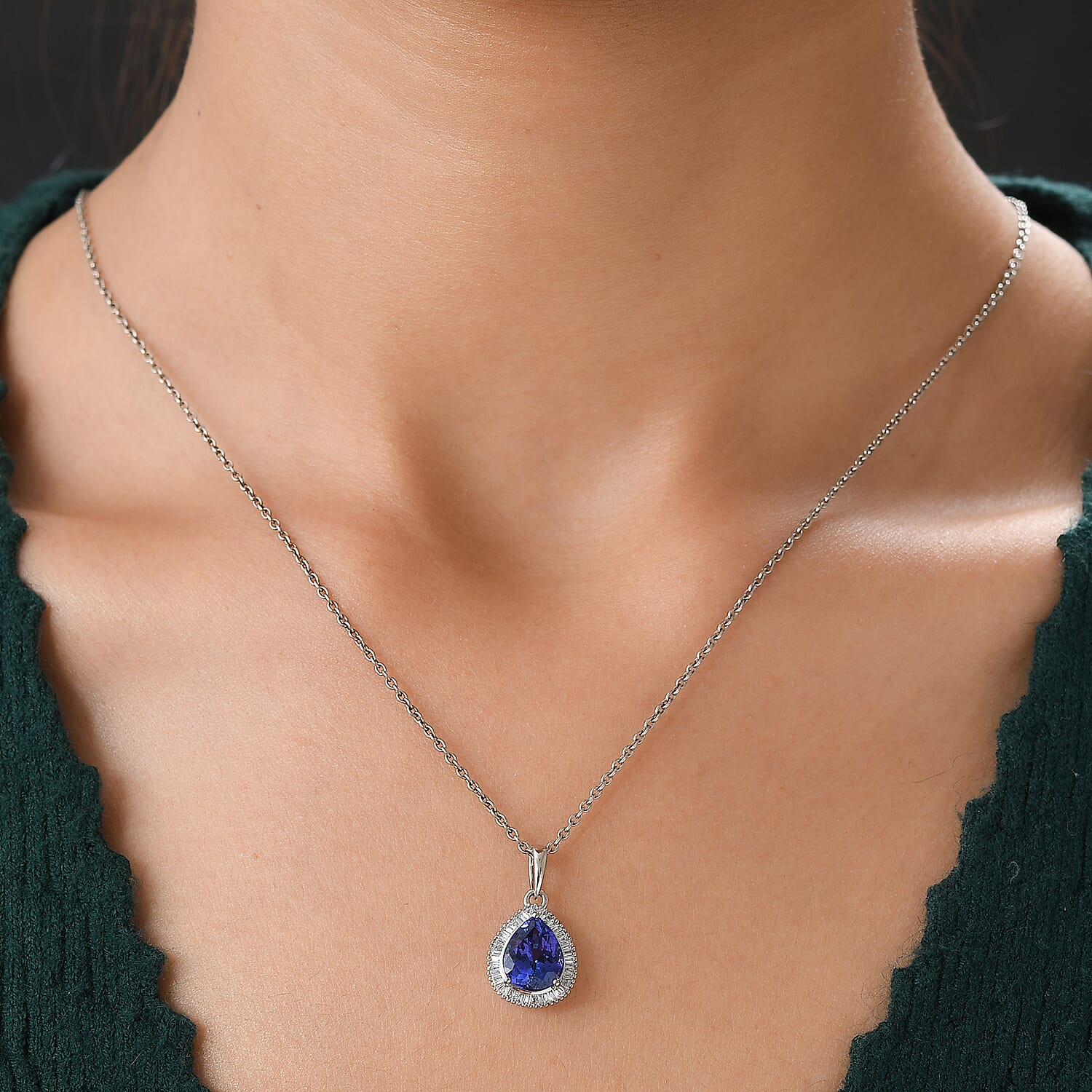RHAPSODY 950 Platinum AAAA Tanzanite and Diamond (VS-E-F) Pendant 3.00 Ct.