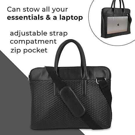 One Time Close Out Deal - La Marey Laptop Bag with Adjustable Strap - Black