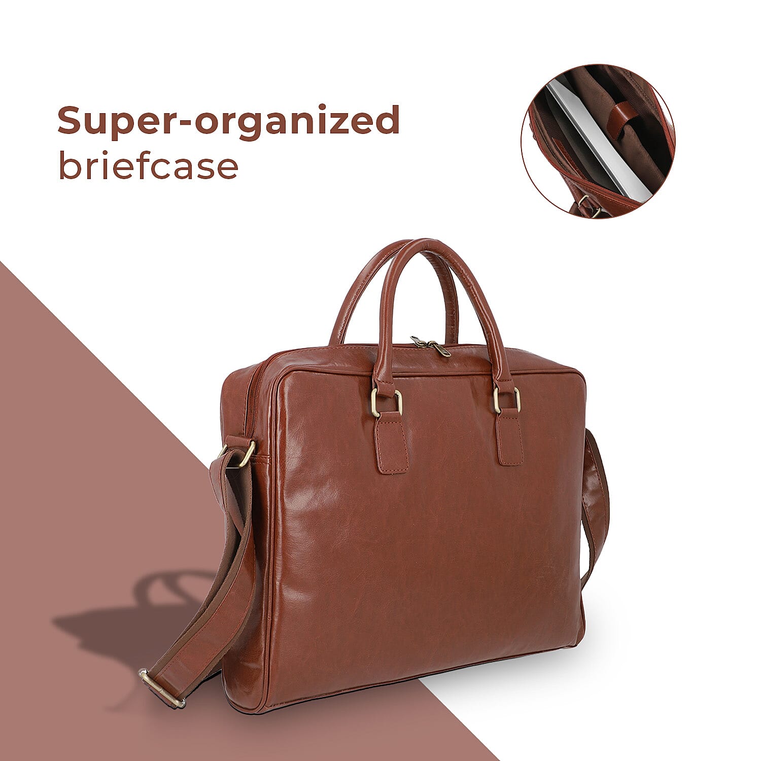 LA MAREY Laptop Bag with Adjustable Shoulder Strap (Size 41x30x6 Cm) - Brown