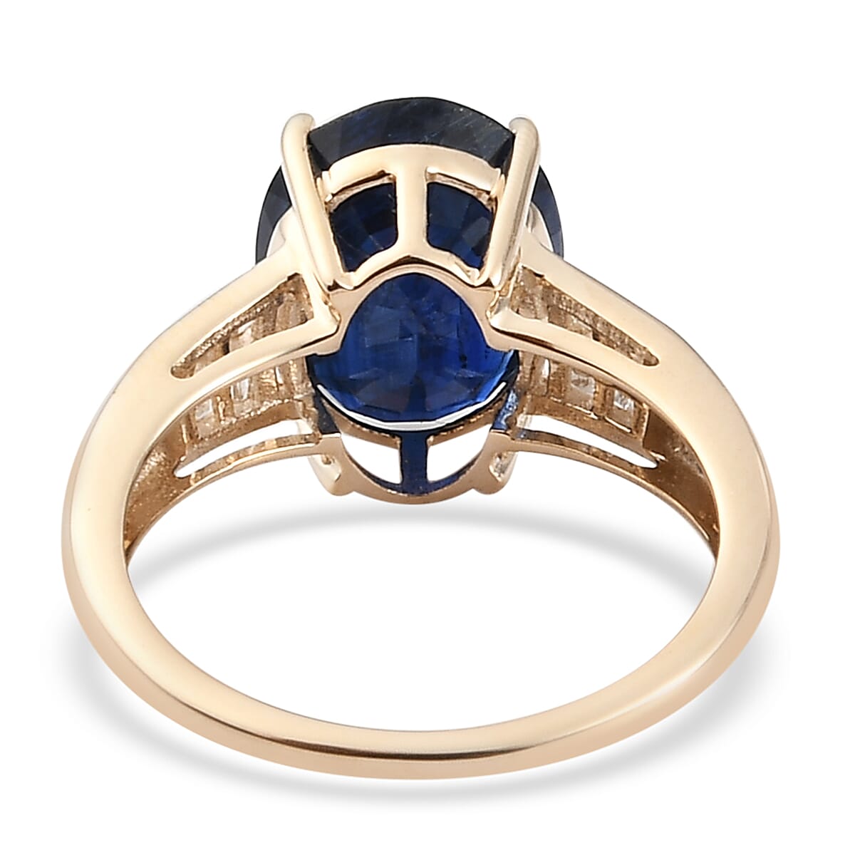9K Yellow Gold Kashmir Kyanite and Diamond Ring 4.80 Ct.
