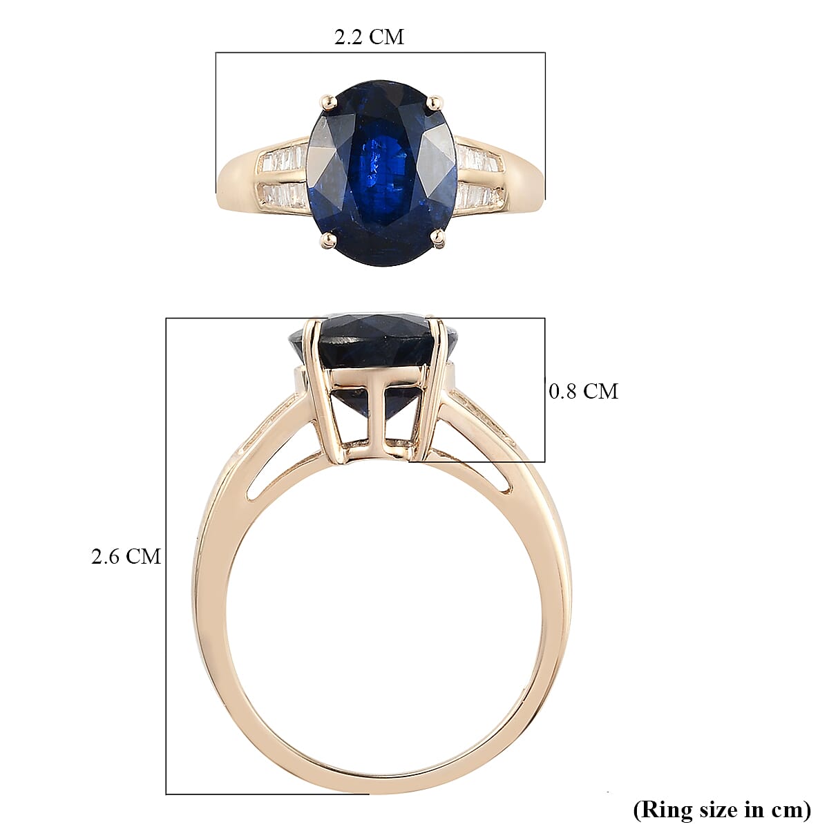 9K Yellow Gold Kashmir Kyanite and Diamond Ring 4.80 Ct.