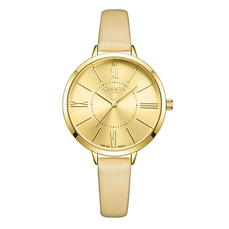Gamages Of London Diamond Swiss Quartz Movement 3ATM Water Resistant Champagne Dial Ladies Jubilant Watch in Stainless Steel - Gold