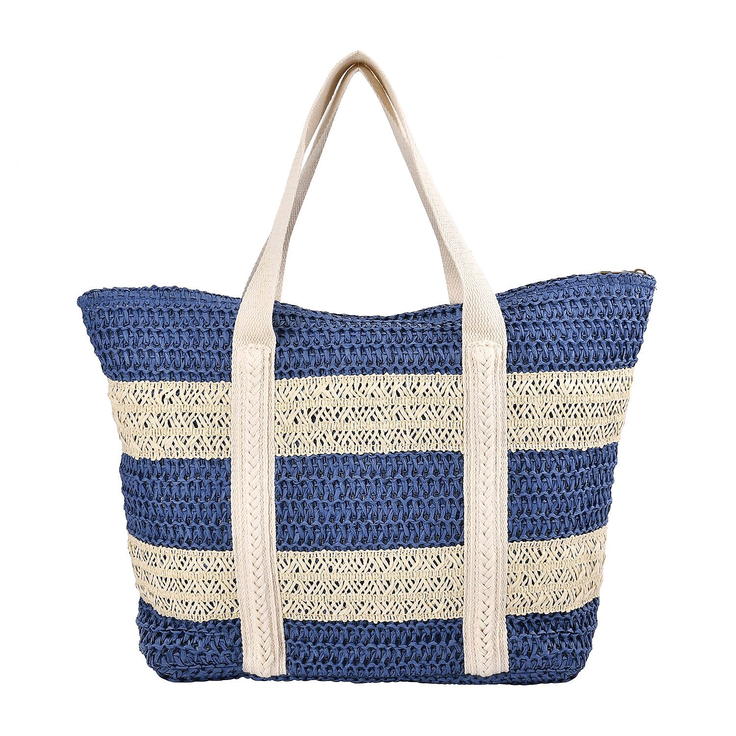 Striped straw tote sale