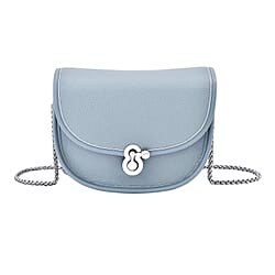 100% Genuine Leather Solid Crossbody Bag with Half Chain Strap - Green