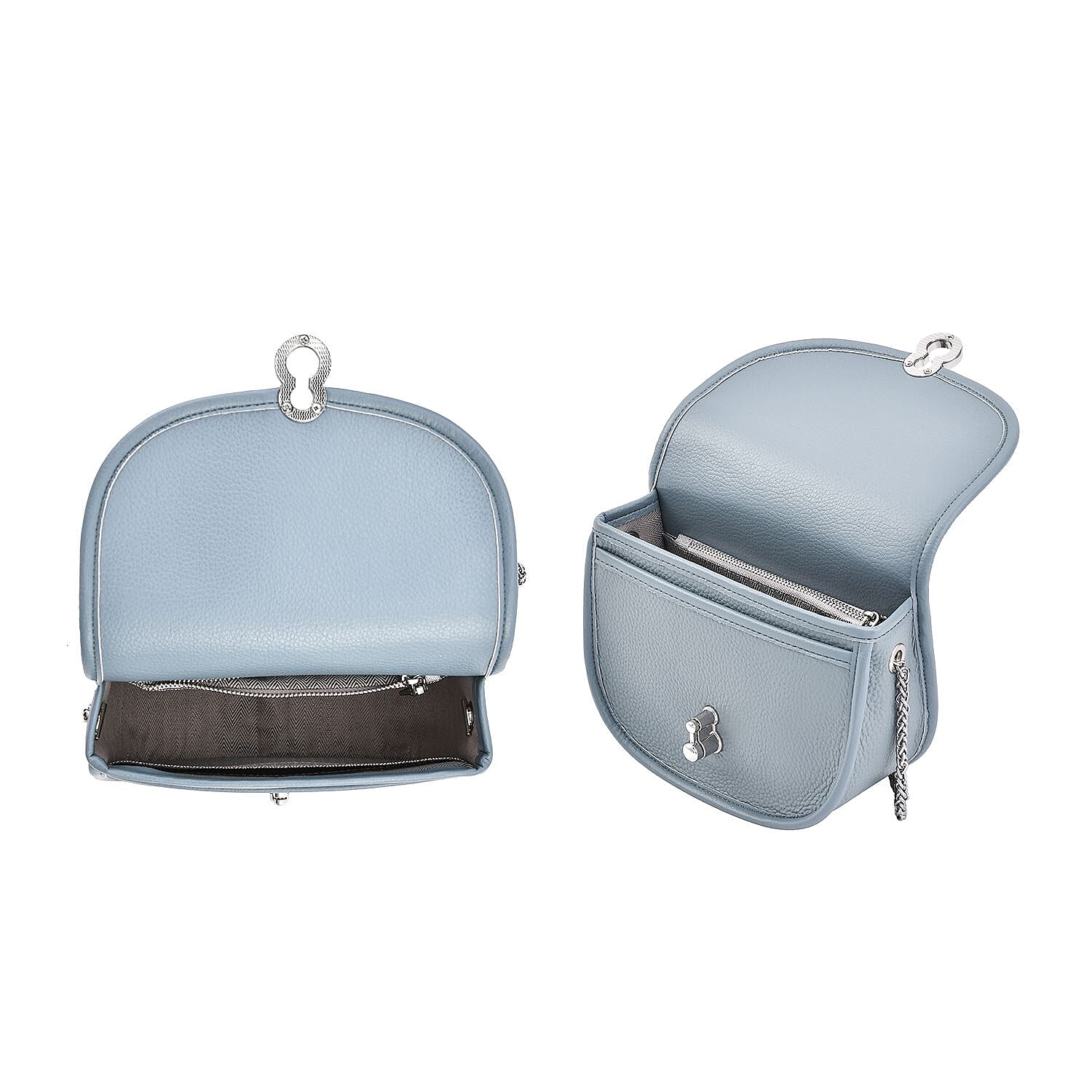 Designer Inspired 100% Genuine Leather Solid Crossbody Bag with Half Chain Strap - Pastel