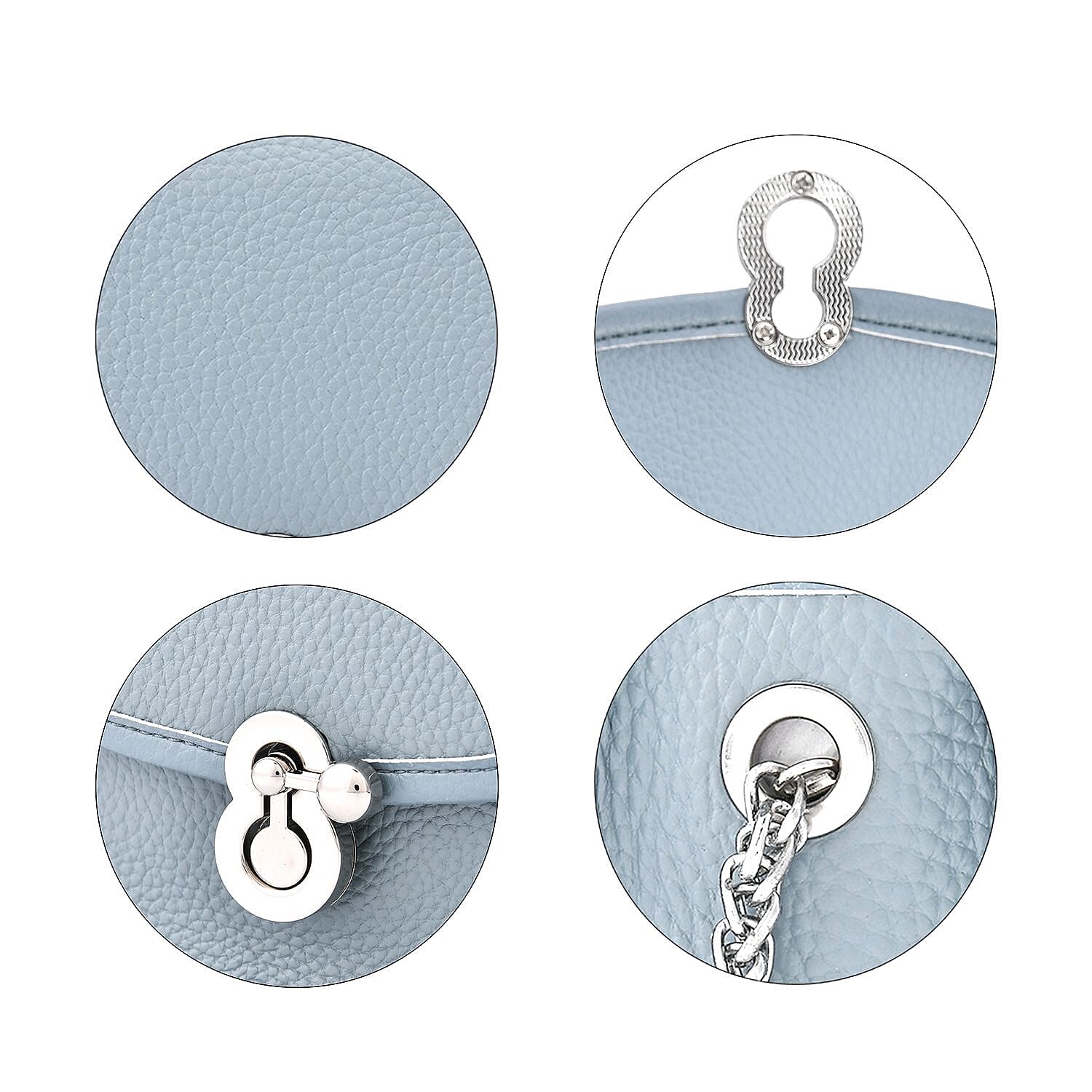 Designer Inspired 100% Genuine Leather Solid Crossbody Bag with Half Chain Strap - Pastel