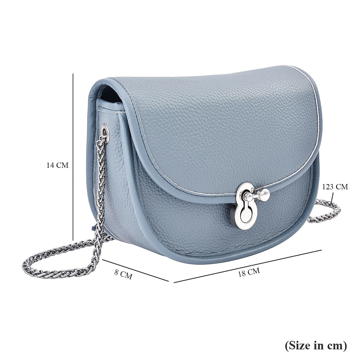 Designer Inspired 100% Genuine Leather Solid Crossbody Bag with Half Chain Strap - Pastel