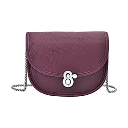 100% Genuine Leather Solid Crossbody Bag with Half Chain Strap - Green