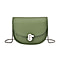 100% Genuine Leather Solid Crossbody Bag with Half Chain Strap - Green