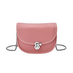 100% Genuine Leather Solid Crossbody Bag with Half Chain Strap - Green