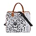 Leopard Pattern Tote Bag with Handle Drop & Detachable Shoulder Strap - White