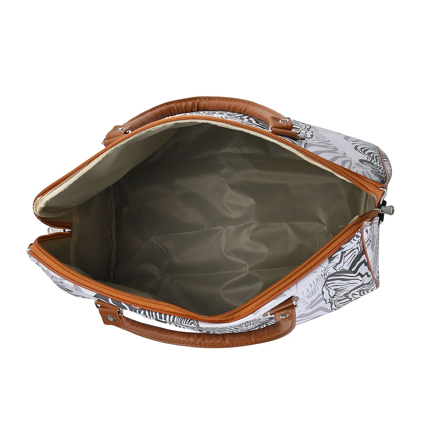 Zebra Pattern Tote Bag with Handle Drop & Detachable Shoulder Strap - Grey