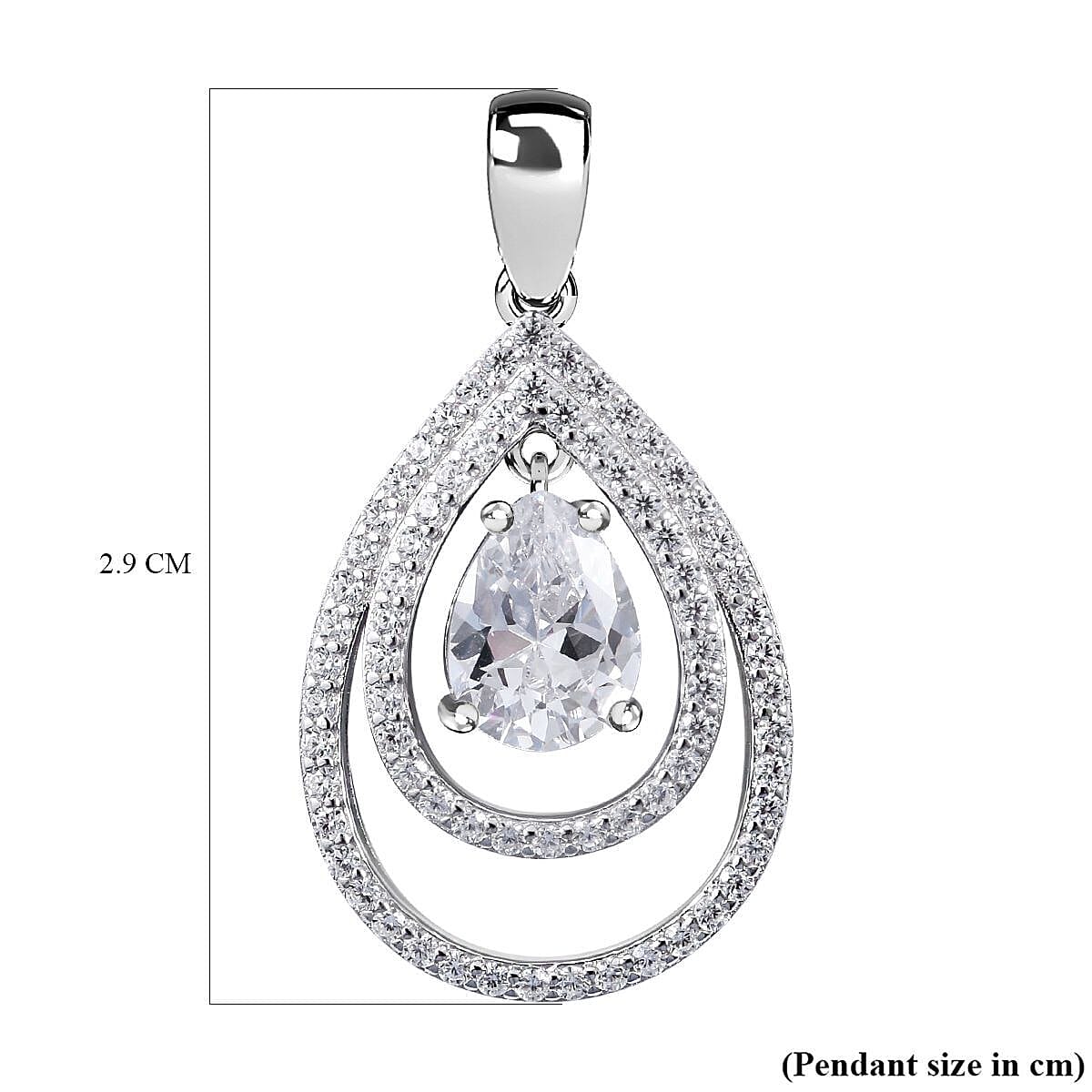 Bangkok Closeout Deal -Simulated Diamond Pendant in Rhodium Overlay Sterling Silver