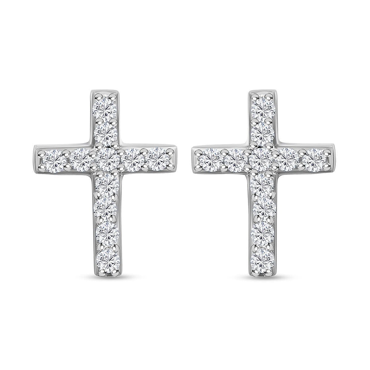 Fake diamond on sale cross earrings