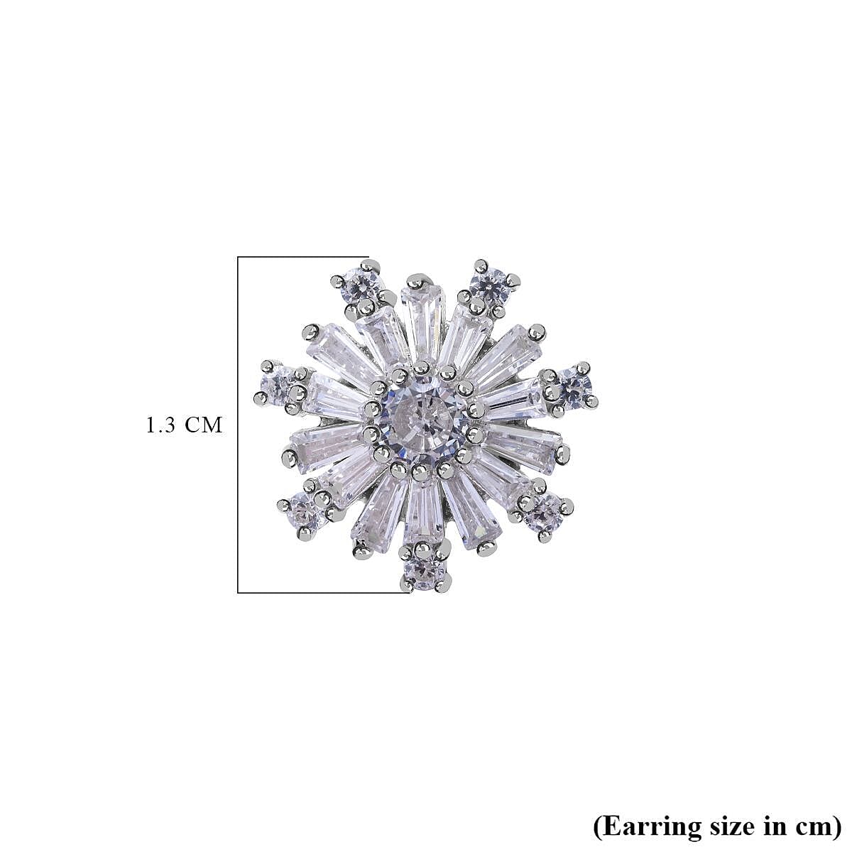 NY Close Out - Simulated Diamond Starburst Earrings (with Push Back) in Sterling Silver.