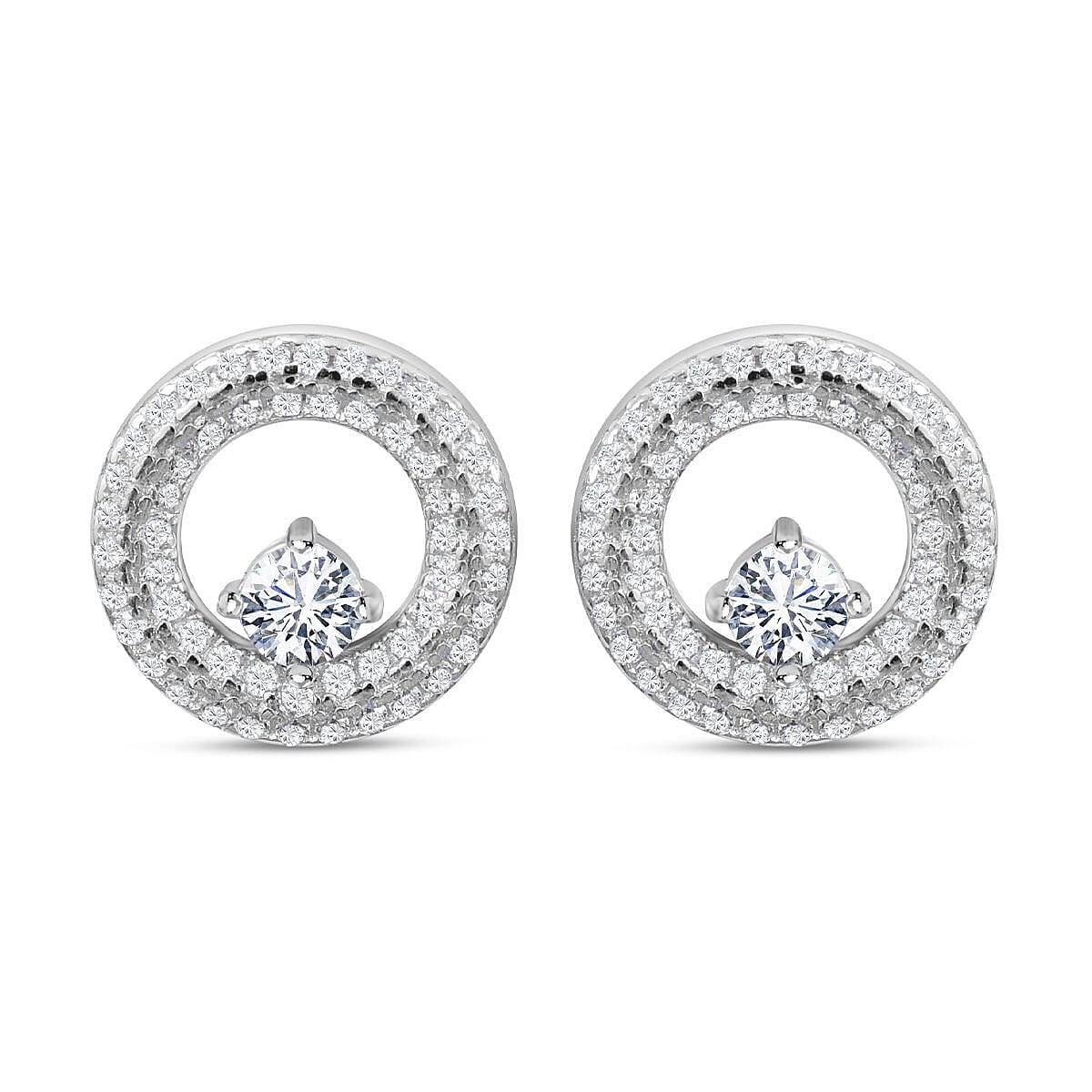 Silver with Rhodium Finish Diamond Cut Earring outlet with Push Back Clasp