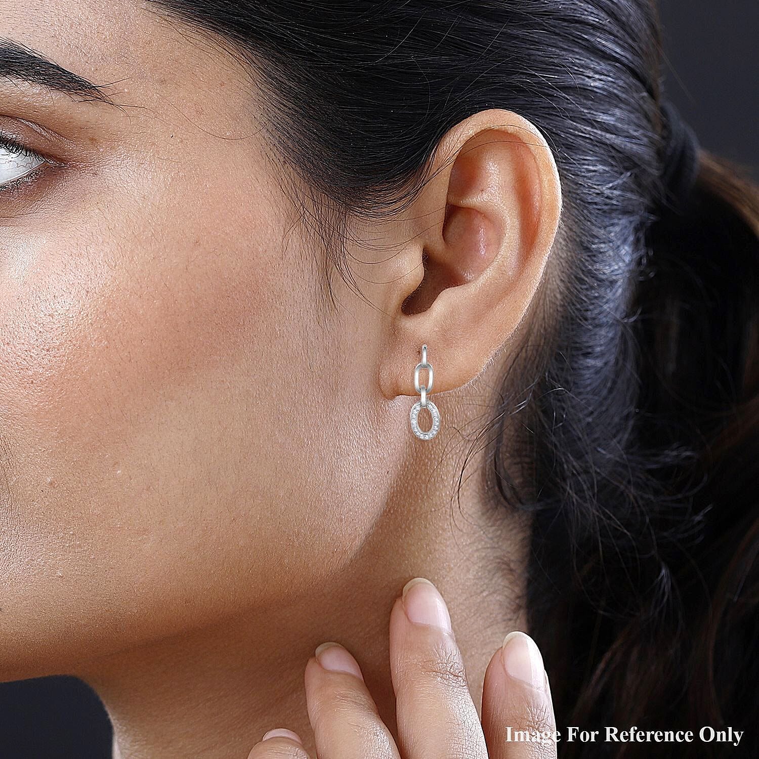 Bangkok Closeout Deal -Supreme Finish Simulated Diamond Earrings in Rhodium Overlay Sterling Silver