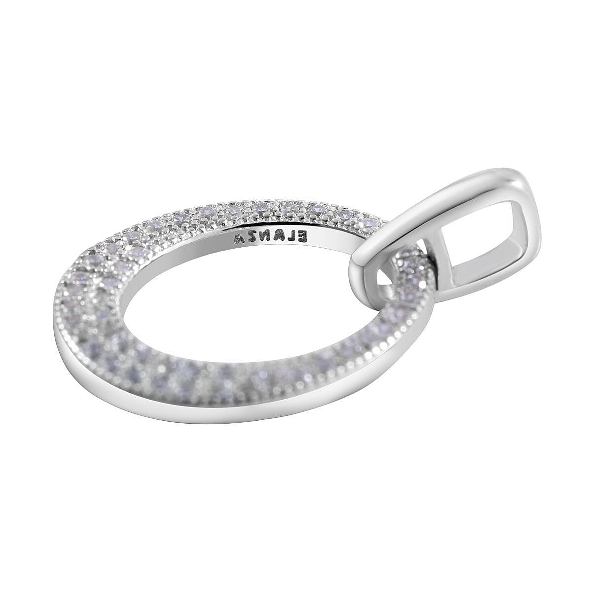 NY Closeout - Simulated Diamond Pendant in Rhodium Overlay Sterling Silver